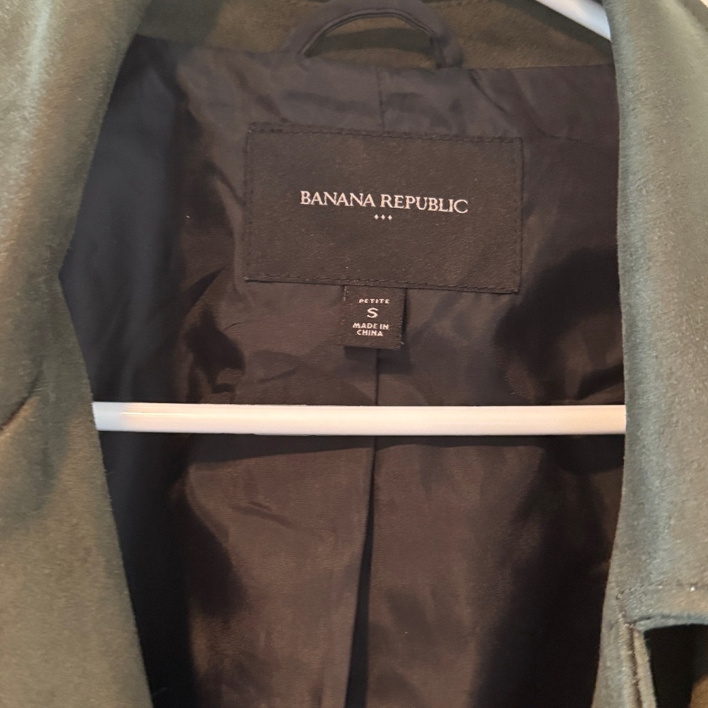 Banana republic jacket Womens Vegan Suede moto full zip green size small petite - Picture 4 of 7